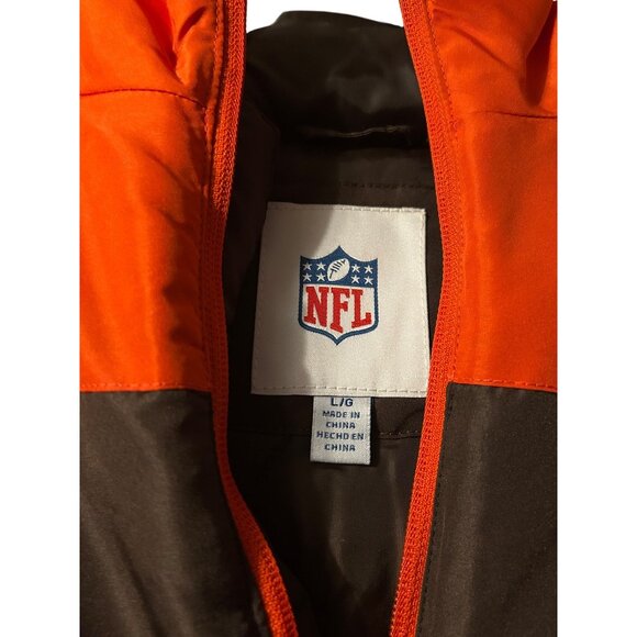 Cleveland Browns NFL Hooded Jacket L Red & Brown Polyester - Picture 7 of 7